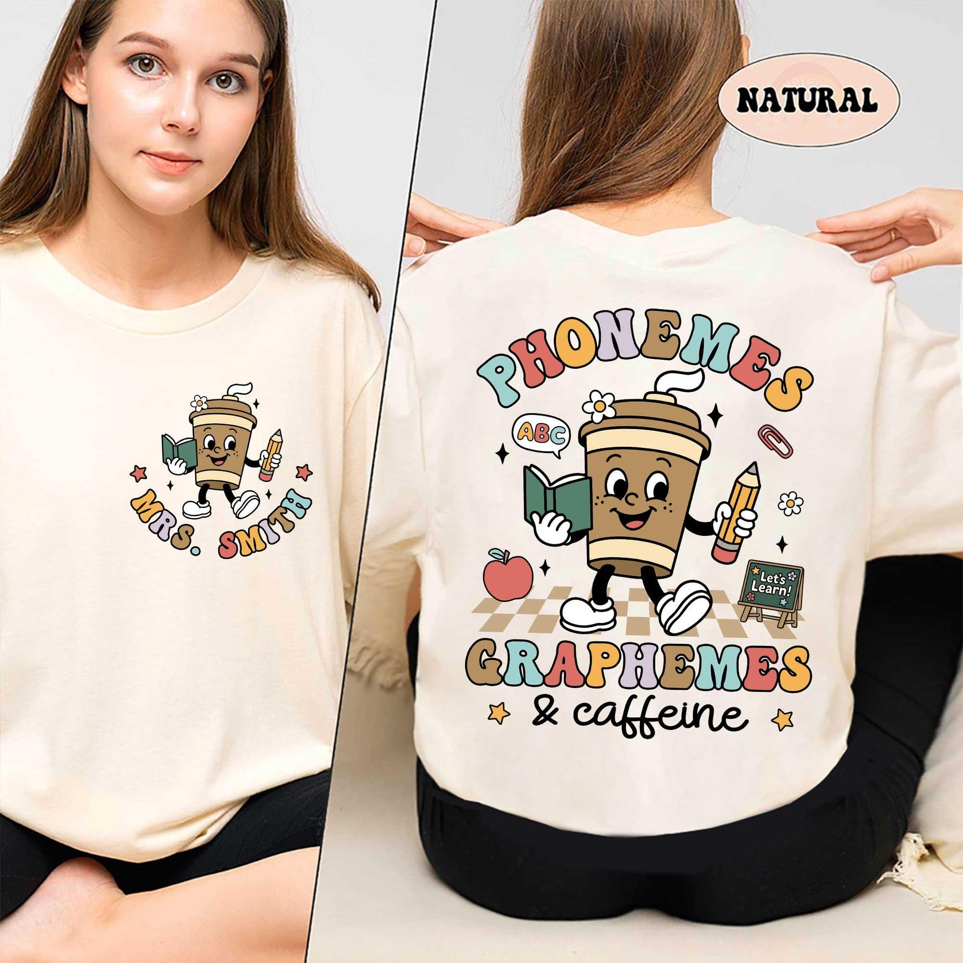 Phonemes Graphemes Caffeine Shirt, Custom Teacher Shirt, Reading Shirt, Coffee Lover Shirt, Back To School Shirt, Teacher Appreciation Gift