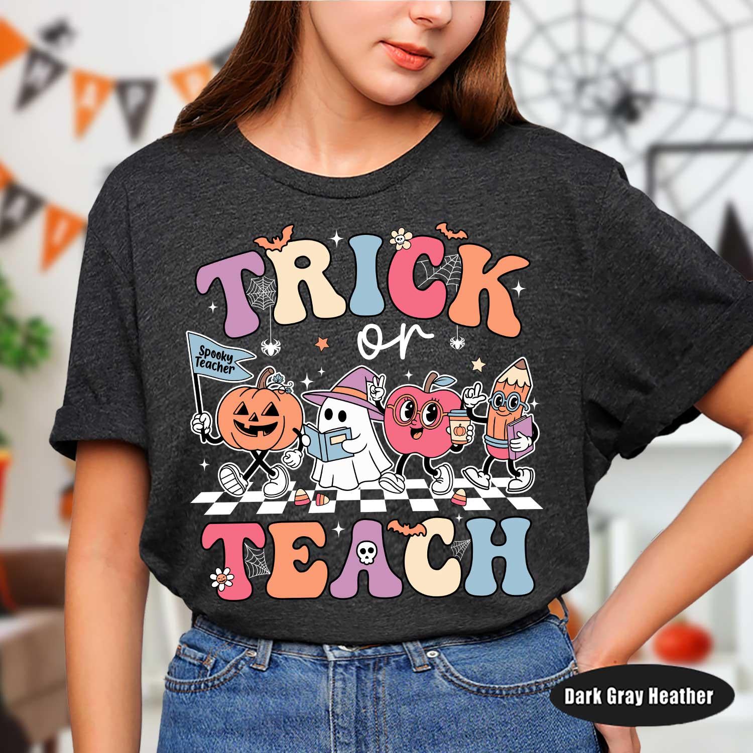 Teacher Halloween Shirt, Trick Or Teach, Spooky Teacher Shirt, Teacher Pumpkin Ghost Sweatshirt, Teacher Halloween Gift, Teacher Ghost Shirt