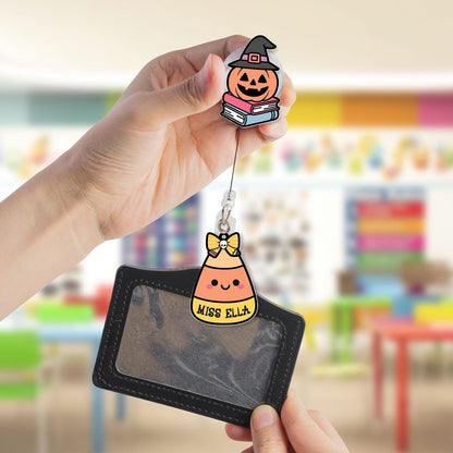 Custom Teacher Halloween Badge Reel, Halloween Badge Reel, ID Holder, Retractable Badge Reel, Spooky Teacher Gifts, Teacher Halloween Gift