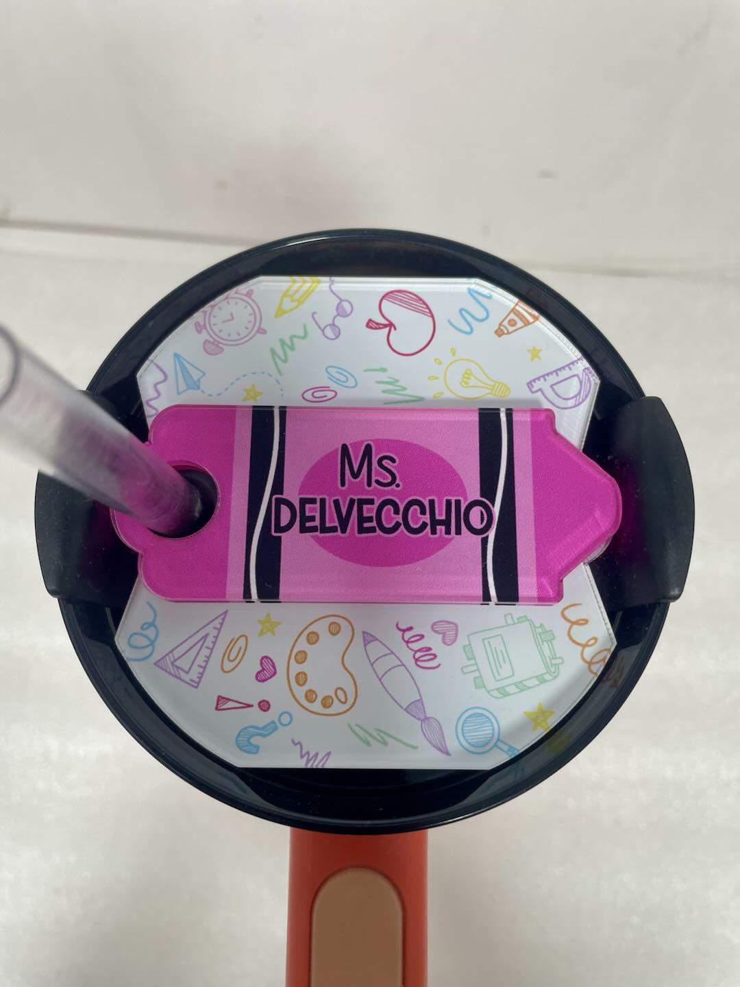 Custom Pencil Tumbler Name Tag, 40oz/30oz Tumbler Lid Name Tag, Teacher Name Tumbler Plate Topper, Back To School, Teacher Appreciation Gift