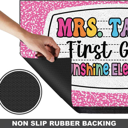 Personalized First Grade Welcome Doormat, Composition Notebook Classroom Office Doormat, Back to School Decor, Teacher Appreciation Gifts