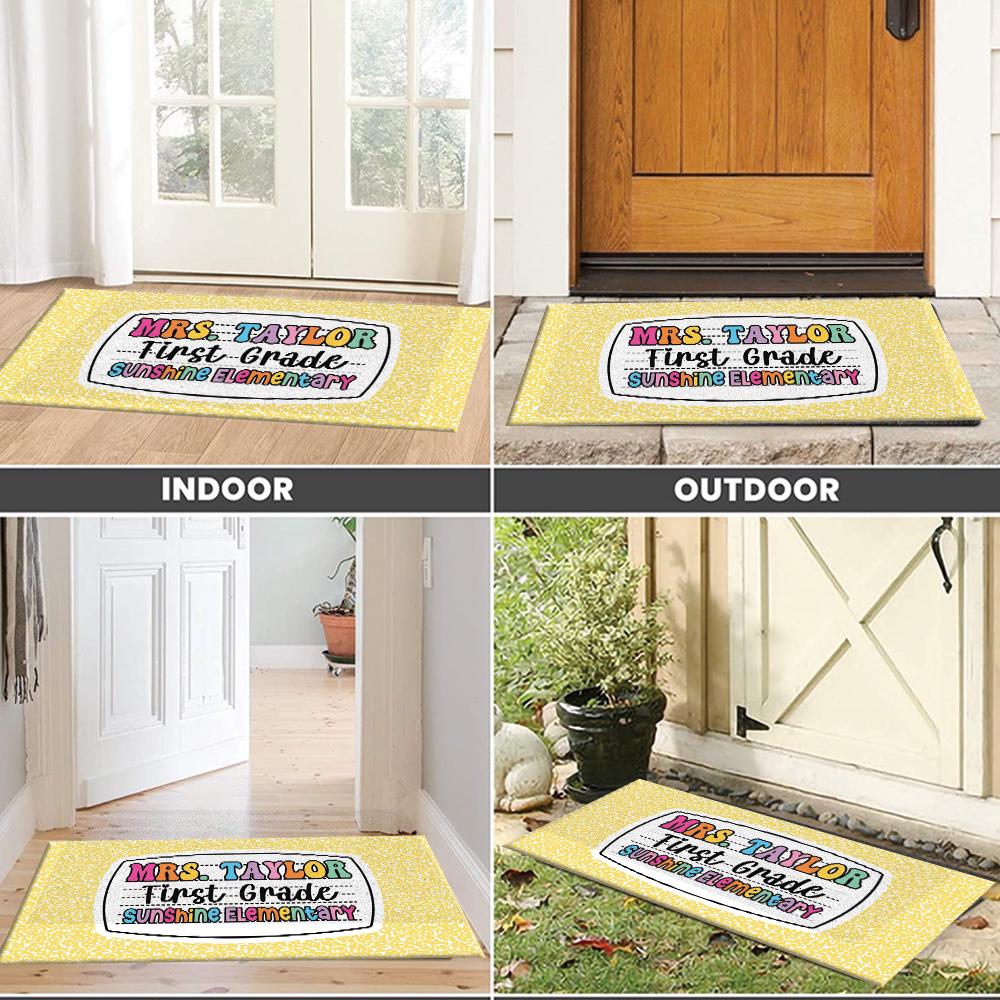 Personalized First Grade Welcome Doormat, Composition Notebook Classroom Office Doormat, Back to School Decor, Teacher Appreciation Gifts