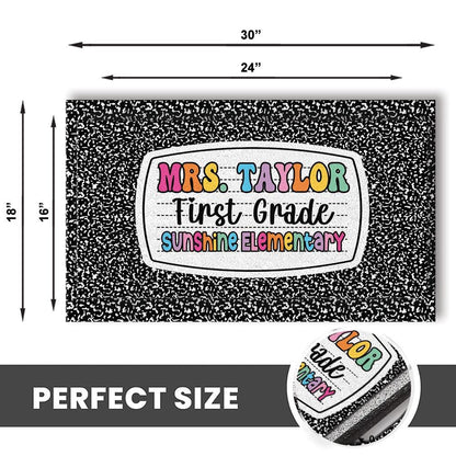 Personalized First Grade Welcome Doormat, Composition Notebook Classroom Office Doormat, Back to School Decor, Teacher Appreciation Gifts