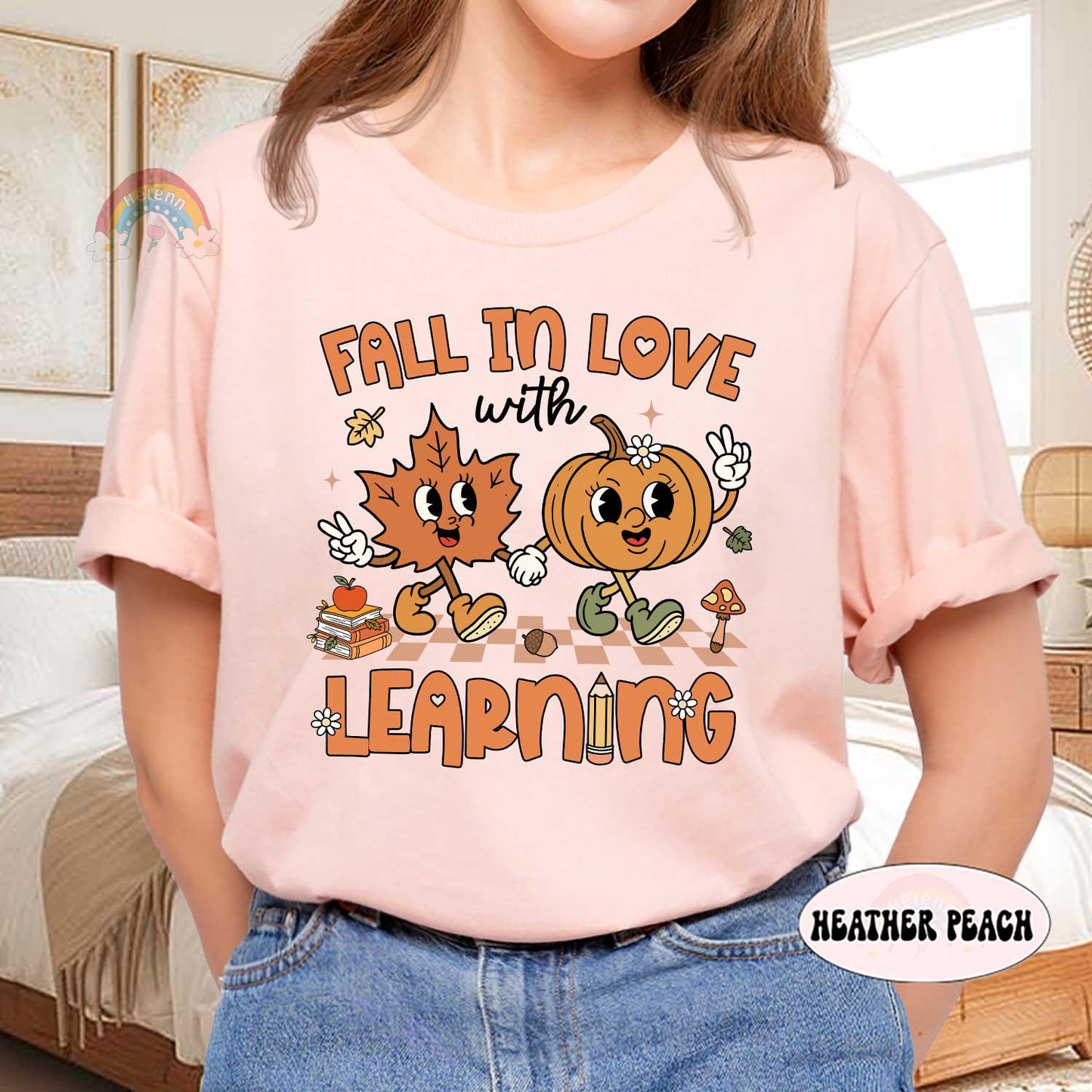 Teacher Shirt, Fall In Love With Learning, Teacher Pumpkin Fall Shirt, Halloween Spooky Shirt, Teacher Thanksgiving Sweatshirt, Teacher Gift