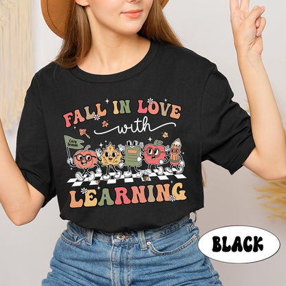 Teacher Shirt, Fall In Love With Learning, Teacher Pumpkin Fall Shirt, Halloween Spooky Shirt, Teacher Thanksgiving Sweatshirt, Teacher Gift