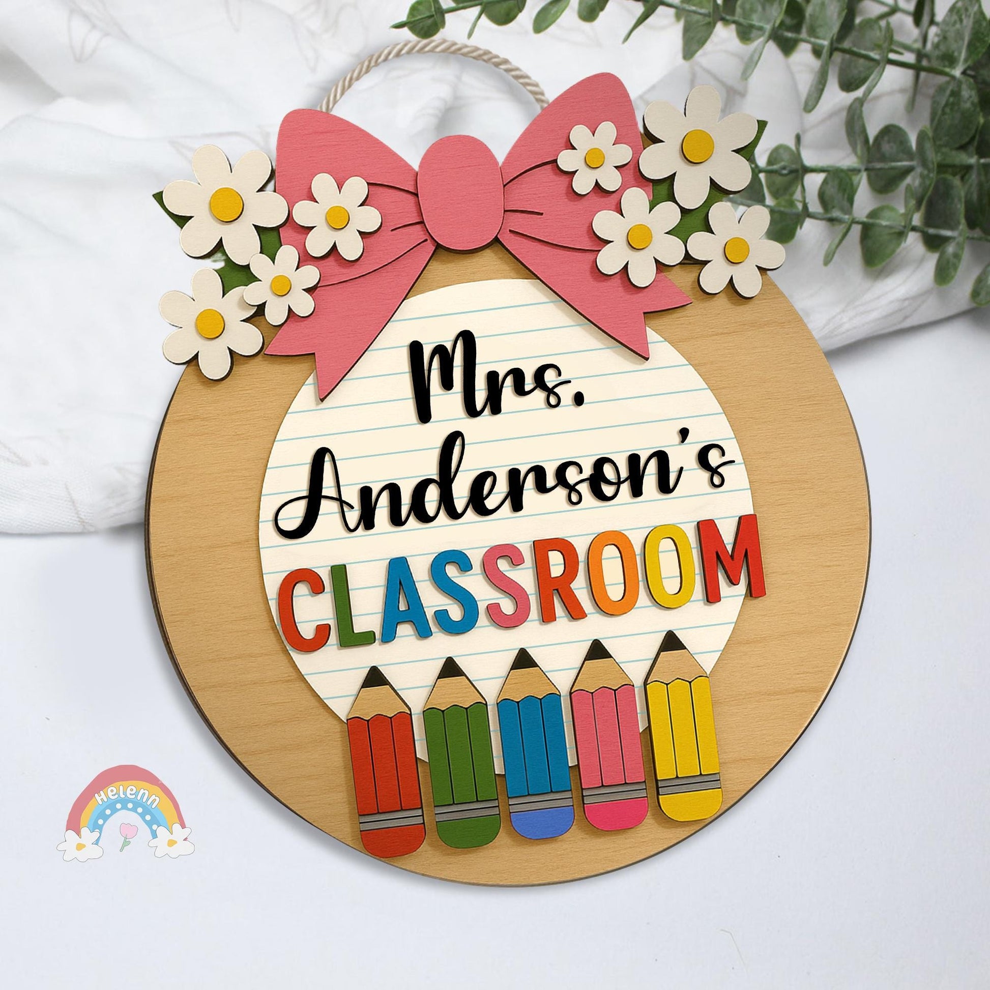 Custom Teacher Door Hanger With Name, Teacher Appreciation Gift, Gift For Teacher, Teacher Name Sign Classroom Decor, Back To School Gift