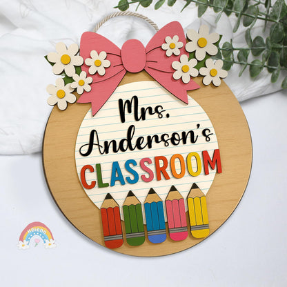 Custom Teacher Door Hanger With Name, Teacher Appreciation Gift, Gift For Teacher, Teacher Name Sign Classroom Decor, Back To School Gift