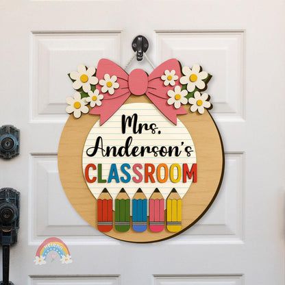 Custom Teacher Door Hanger With Name, Teacher Appreciation Gift, Gift For Teacher, Teacher Name Sign Classroom Decor, Back To School Gift