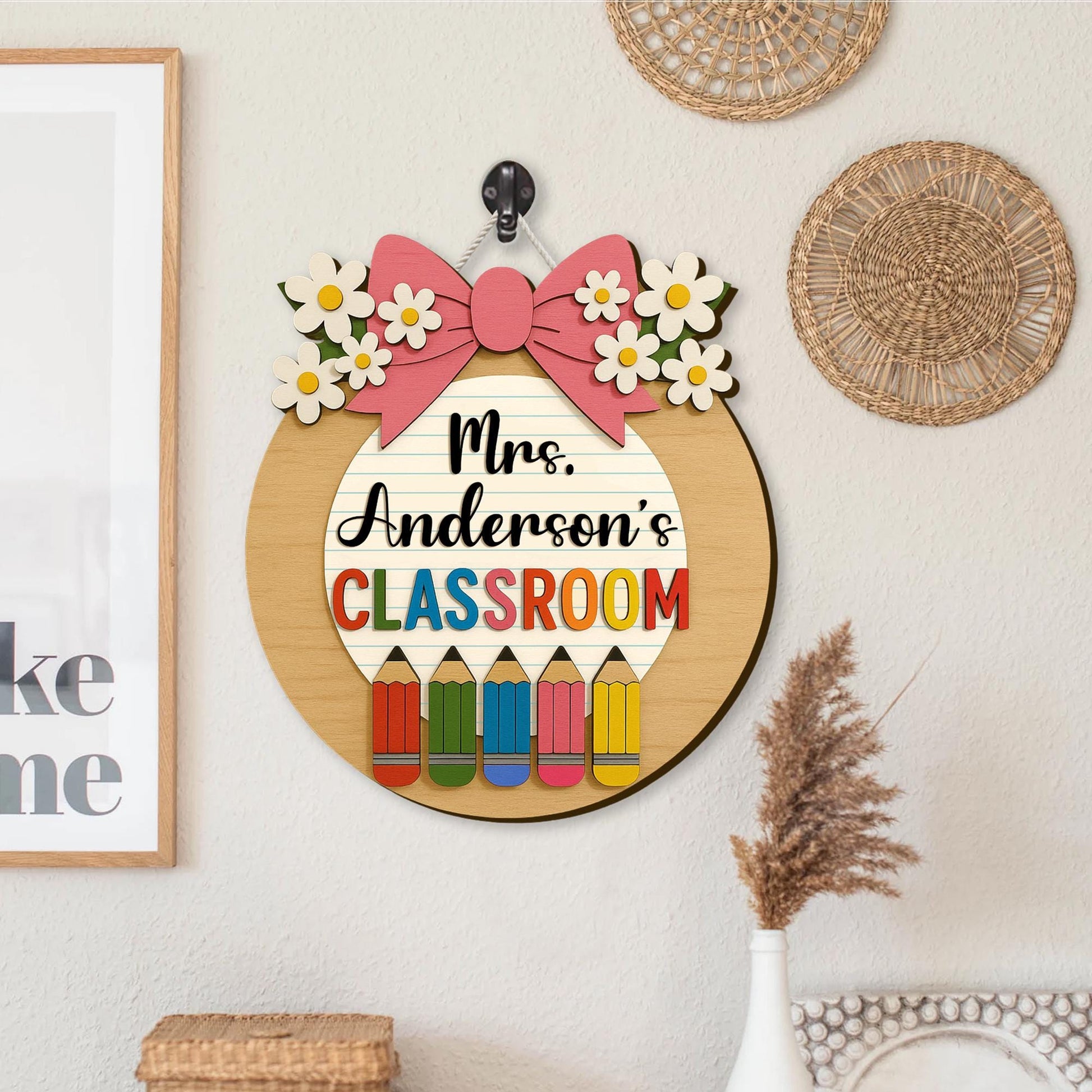 Custom Teacher Door Hanger With Name, Teacher Appreciation Gift, Gift For Teacher, Teacher Name Sign Classroom Decor, Back To School Gift