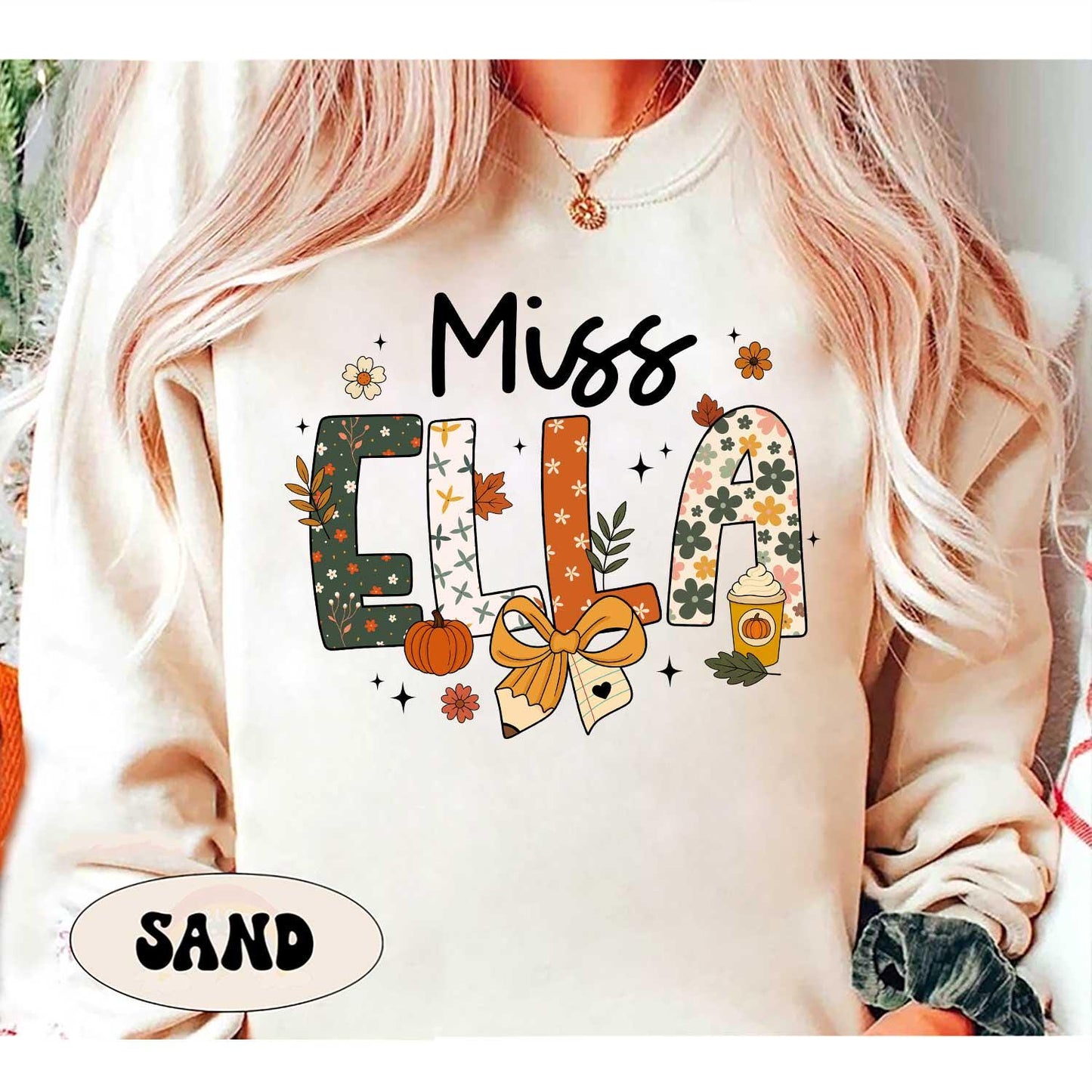 Personalized Teacher Fall Shirt, Teacher Pumpkin Fall Shirt, Fall Teacher Shirt, Teacher Thanksgiving Sweatshirt, Teacher Appreciation Gift