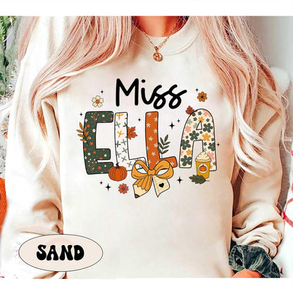 Personalized Teacher Fall Shirt, Teacher Pumpkin Fall Shirt, Fall Teacher Shirt, Teacher Thanksgiving Sweatshirt, Teacher Appreciation Gift