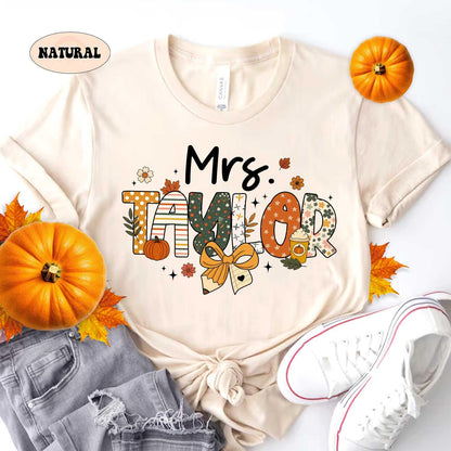 Personalized Teacher Fall Shirt, Teacher Pumpkin Fall Shirt, Fall Teacher Shirt, Teacher Thanksgiving Sweatshirt, Teacher Appreciation Gift