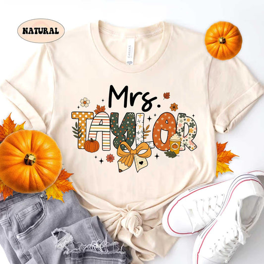 Personalized Teacher Fall Shirt, Teacher Pumpkin Fall Shirt, Fall Teacher Shirt, Teacher Thanksgiving Sweatshirt, Teacher Appreciation Gift