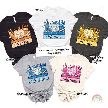 Personalized Teacher Shirt, Custom Teacher School Supplies Shirt, Back To School Shirt, First Day Of School, Teacher Appreciation Gifts