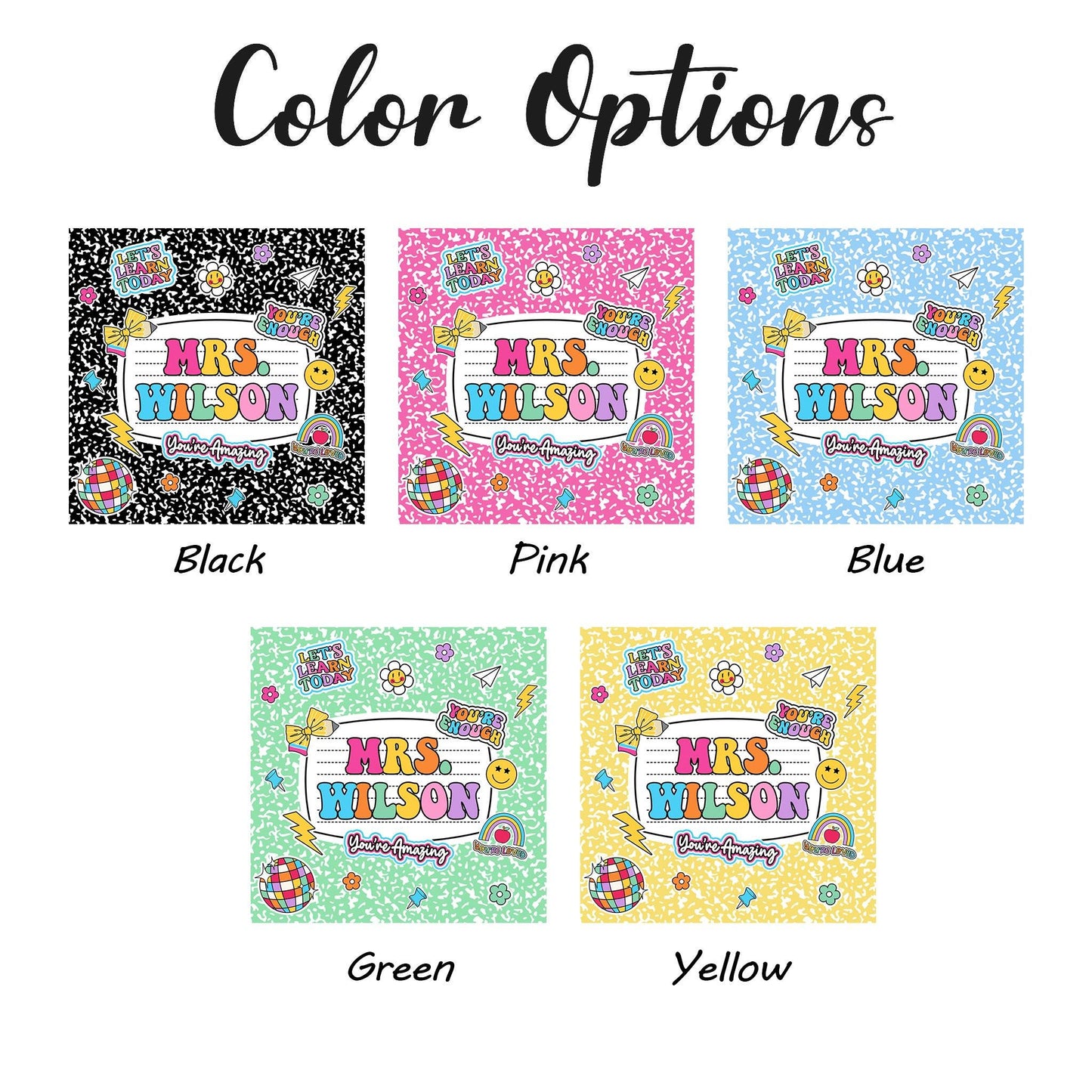 Personalized Teacher Pillow Composition Book, Teacher Gift, Teacher Pillow Case With Name, Teacher Appreciation Gift, Teacher Christmas Gift