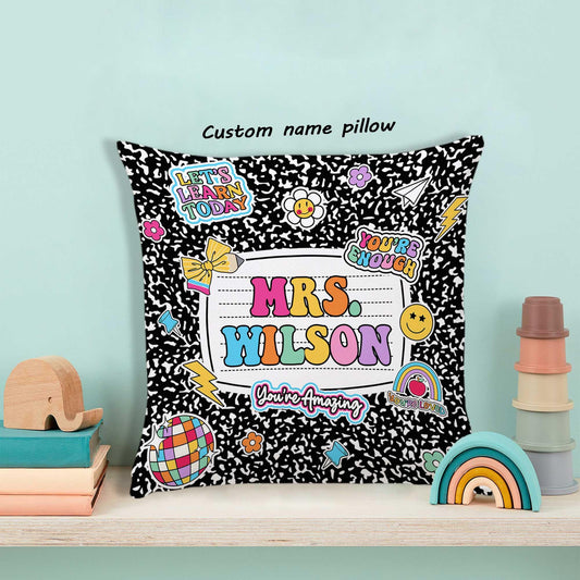 Personalized Teacher Pillow Composition Book, Teacher Gift, Teacher Pillow Case With Name, Teacher Appreciation Gift, Teacher Christmas Gift