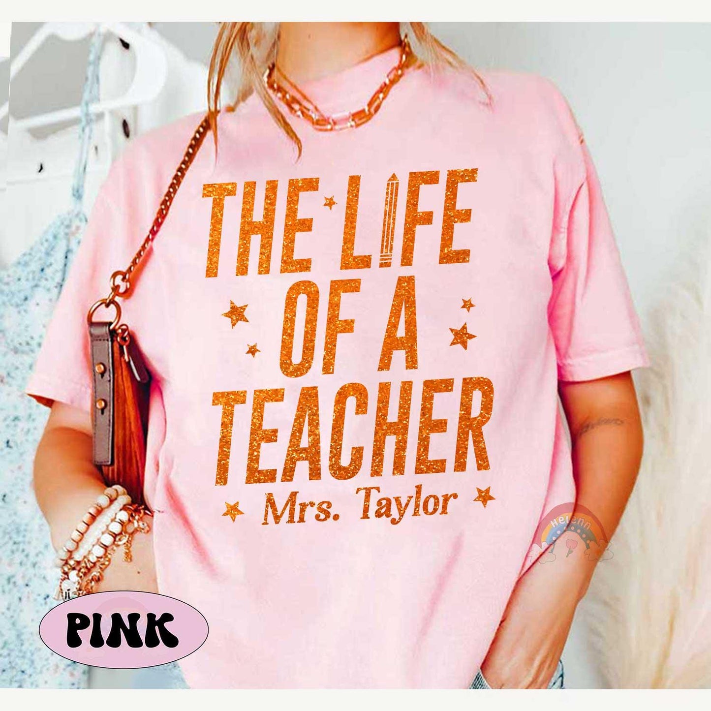 Custom The Life of A Teacher Shirt, Funny Teacher Shirt, Showgirl Era Shirt, Teacher Life, Back To School, Trendy Teacher Crewneck T-Shirt