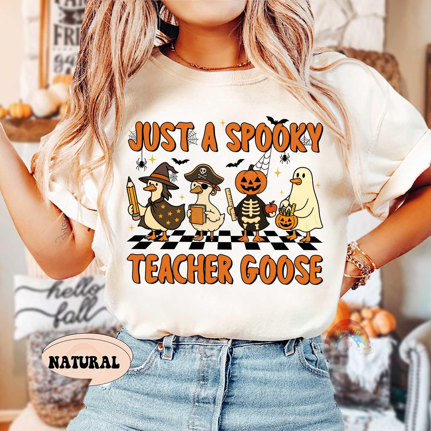 Teacher Halloween Shirt, Spooky Teacher Goose, Trick Or Teach, Spooky Teacher Shirt, Teacher Pumpkin Ghost Shirt, Teacher Halloween Gift