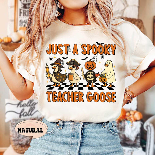 Teacher Halloween Shirt, Spooky Teacher Goose, Trick Or Teach, Spooky Teacher Shirt, Teacher Pumpkin Ghost Shirt, Teacher Halloween Gift