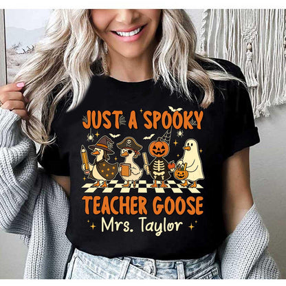 Custom Teacher Halloween Shirt, Spooky Teacher Goose, Trick Or Teach, Spooky Teacher Shirt, Teacher Pumpkin Ghost, Teacher Halloween Gift