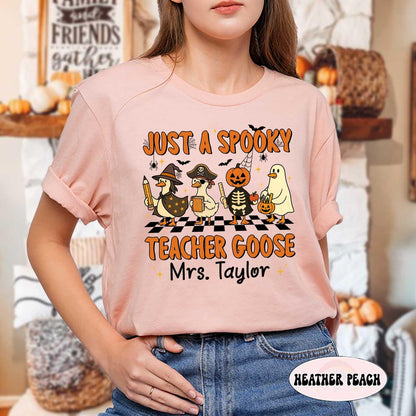 Custom Teacher Halloween Shirt, Spooky Teacher Goose, Trick Or Teach, Spooky Teacher Shirt, Teacher Pumpkin Ghost, Teacher Halloween Gift