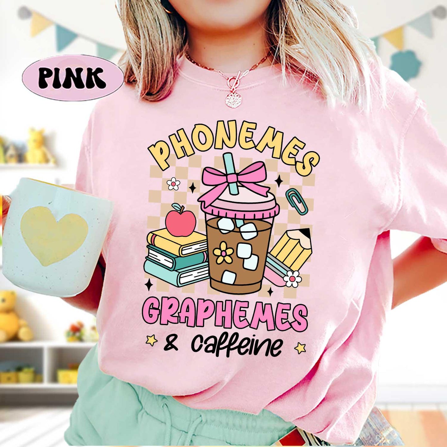 Phonemes Graphemes Caffeine Shirt, Teacher Shirt, Coffee Lover Shirt, Back to School, Funny Teacher Coffee Shirt, Teacher Appreciation Gift