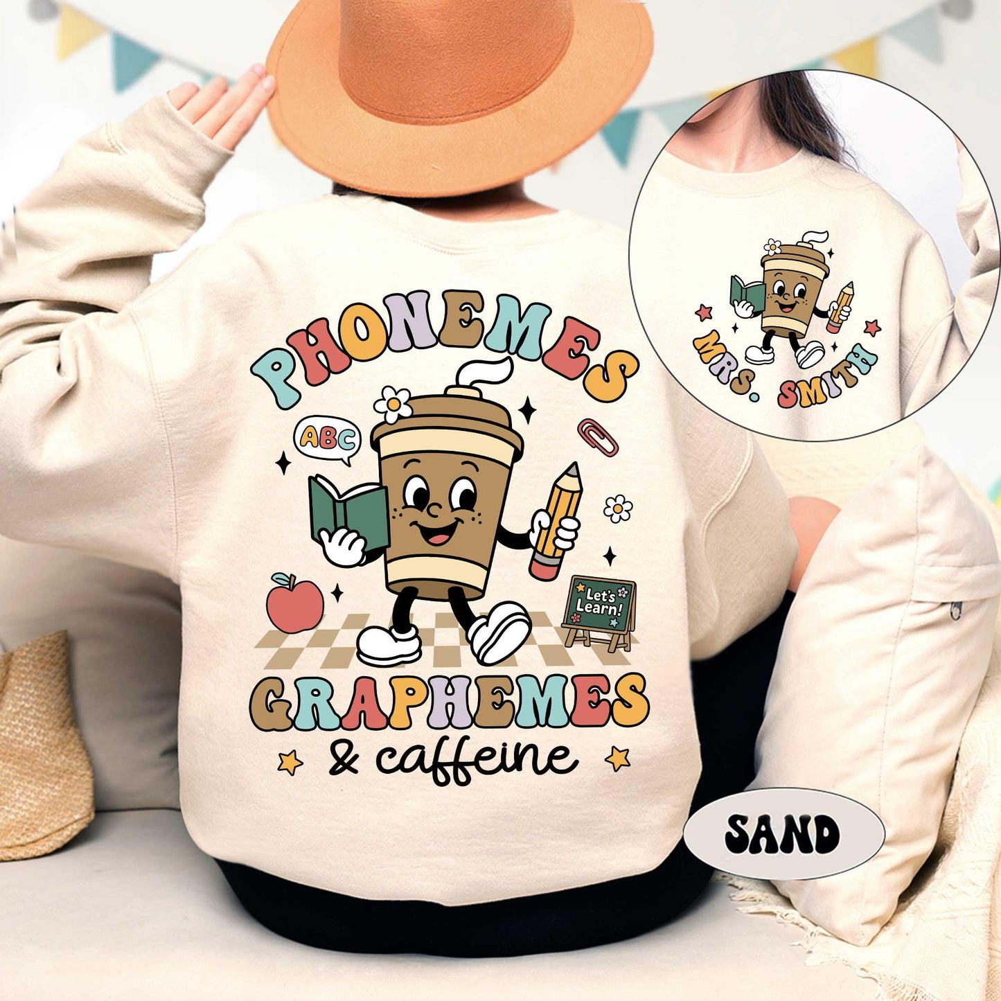 Phonemes Graphemes Caffeine Shirt, Custom Teacher Shirt, Reading Shirt, Coffee Lover Shirt, Back To School Shirt, Teacher Appreciation Gift