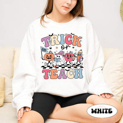 Teacher Halloween Shirt, Trick Or Teach, Spooky Teacher Shirt, Teacher Pumpkin Ghost Sweatshirt, Teacher Halloween Gift, Teacher Ghost Shirt