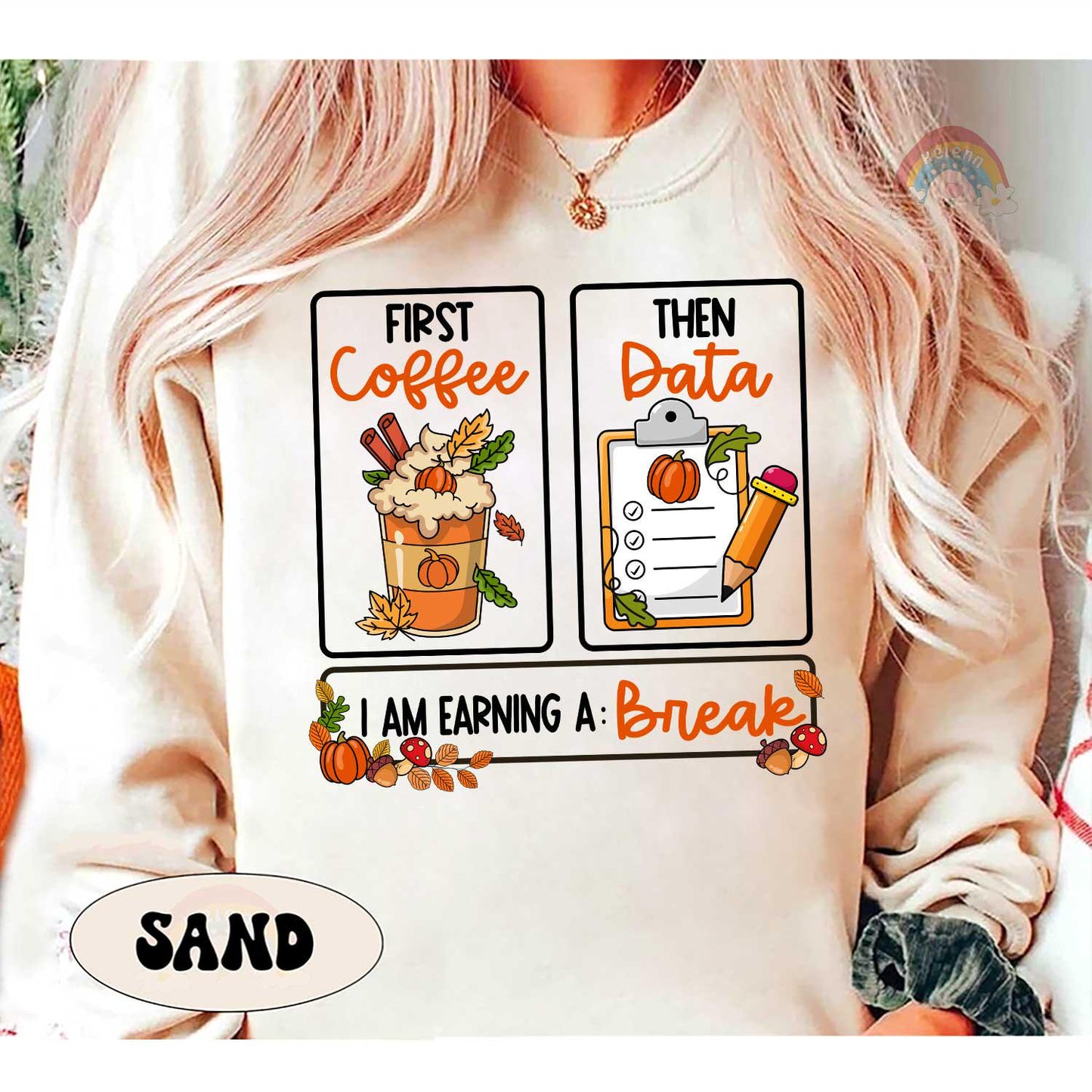 Teacher Fall Shirt, Special Education Teacher Shirt, First Coffee Then Data Pumpkin Sweatshirt, SPED Teacher Fall Gift, Psychologist Shirt