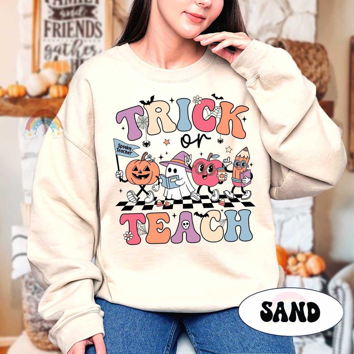 Teacher Halloween Shirt, Trick Or Teach, Spooky Teacher Shirt, Teacher Pumpkin Ghost Sweatshirt, Teacher Halloween Gift, Teacher Ghost Shirt