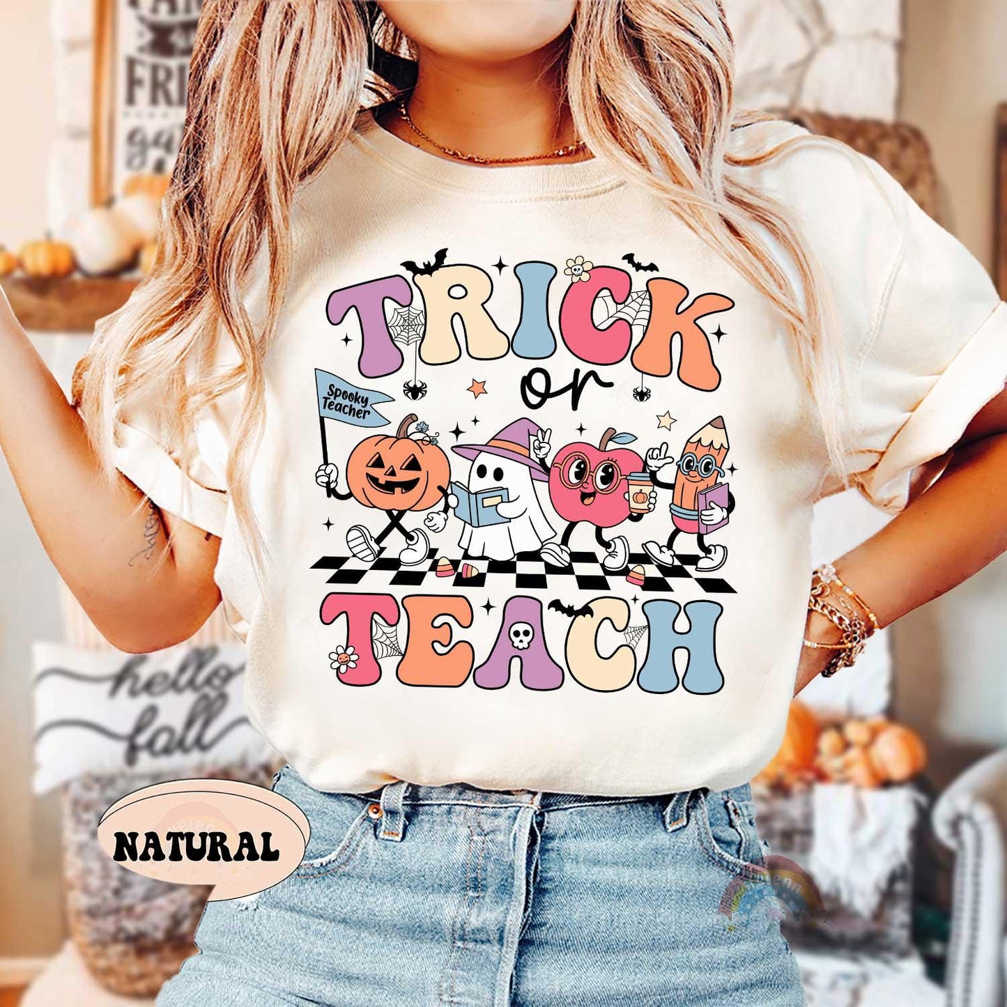 Teacher Halloween Shirt, Trick Or Teach, Spooky Teacher Shirt, Teacher Pumpkin Ghost Sweatshirt, Teacher Halloween Gift, Teacher Ghost Shirt
