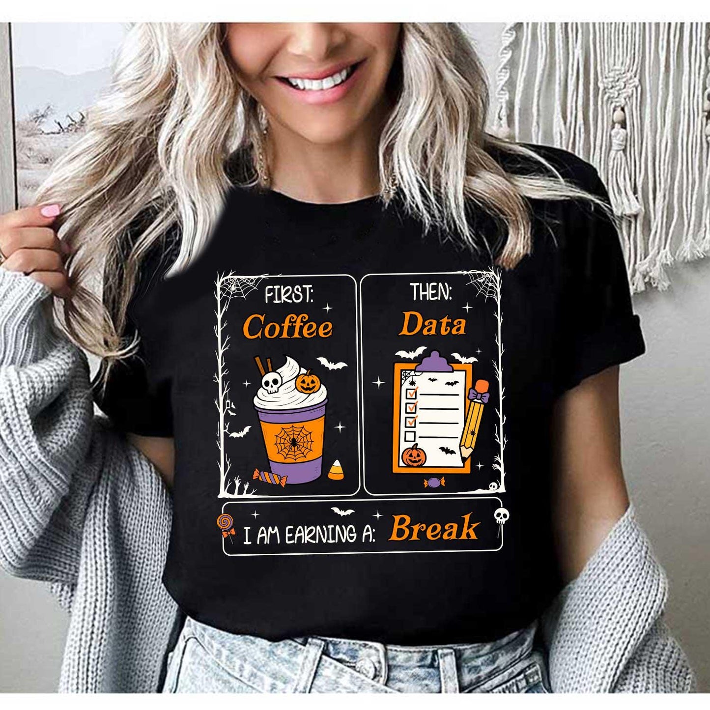 Special Education Teacher Shirt, First Coffee Then Data, Teacher Halloween Shirt, Spooky Teacher Shirt, SPED Teacher Gift, Trick Or Teach
