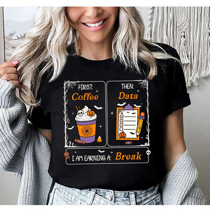 Special Education Teacher Shirt, First Coffee Then Data, Teacher Halloween Shirt, Spooky Teacher Shirt, SPED Teacher Gift, Trick Or Teach