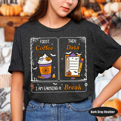 Special Education Teacher Shirt, First Coffee Then Data, Teacher Halloween Shirt, Spooky Teacher Shirt, SPED Teacher Gift, Trick Or Teach