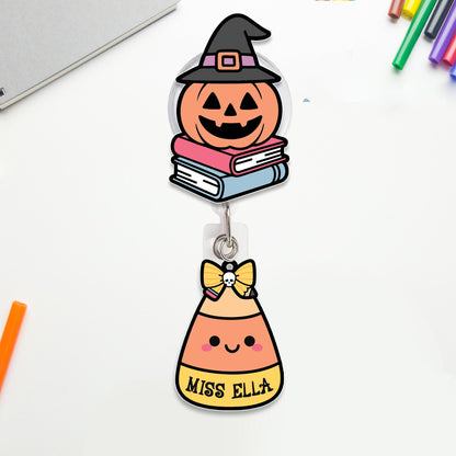 Custom Teacher Halloween Badge Reel, Halloween Badge Reel, ID Holder, Retractable Badge Reel, Spooky Teacher Gifts, Teacher Halloween Gift