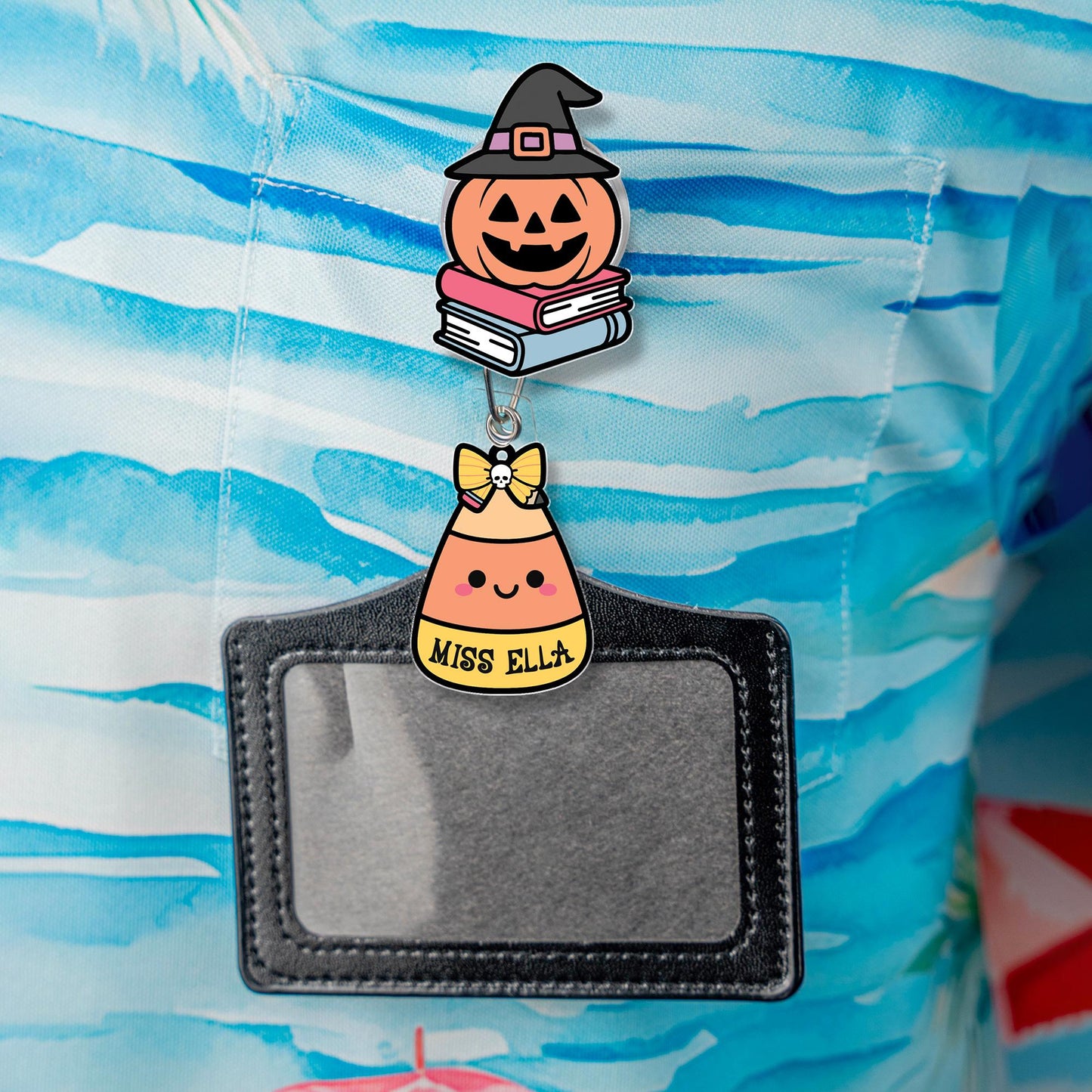 Custom Teacher Halloween Badge Reel, Halloween Badge Reel, ID Holder, Retractable Badge Reel, Spooky Teacher Gifts, Teacher Halloween Gift