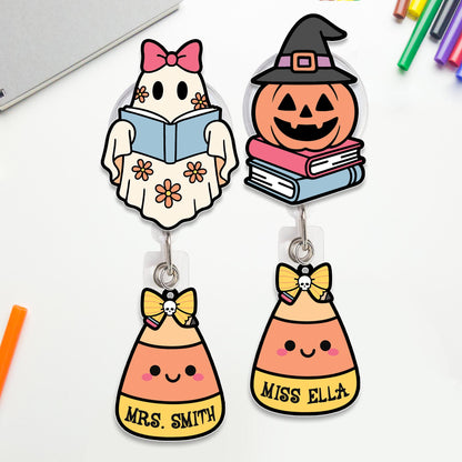 Custom Teacher Halloween Badge Reel, Halloween Badge Reel, ID Holder, Retractable Badge Reel, Spooky Teacher Gifts, Teacher Halloween Gift