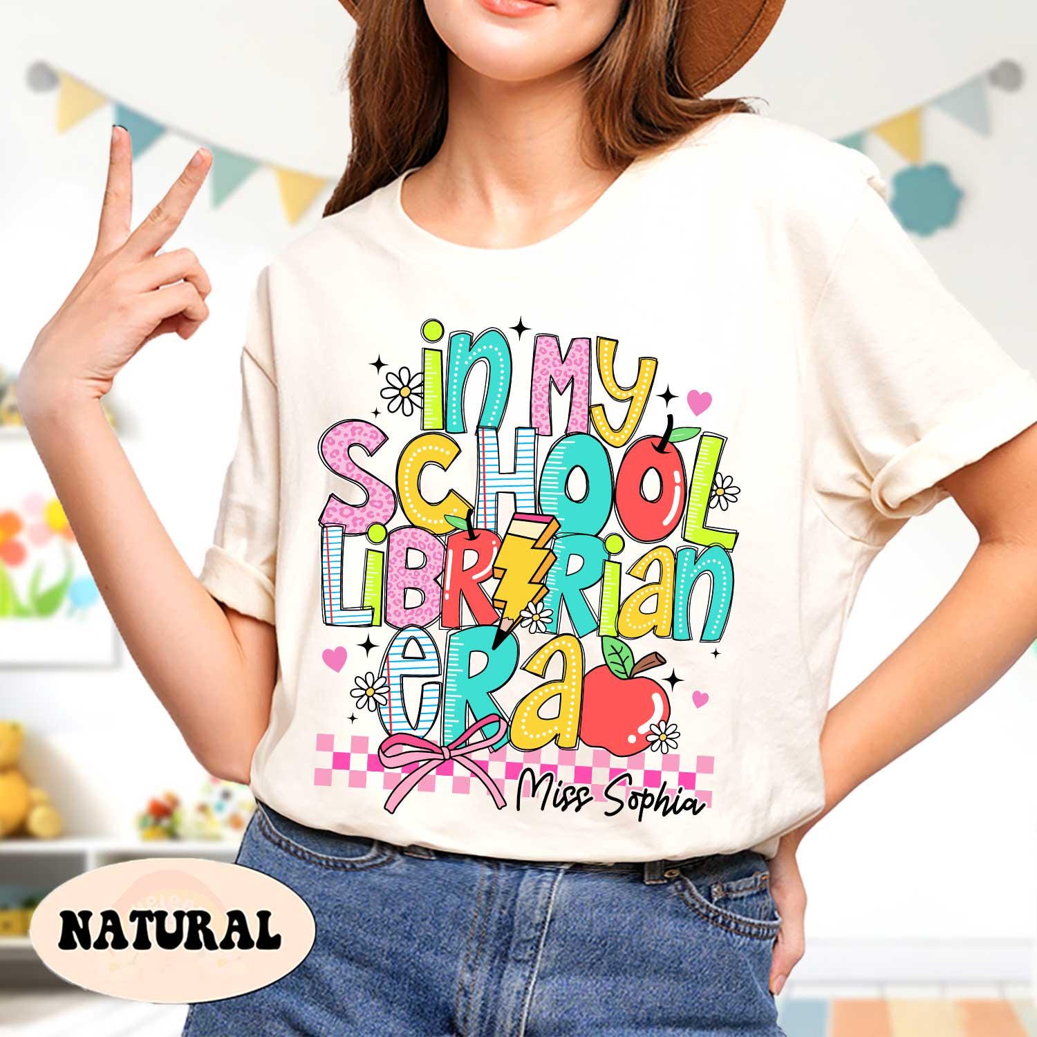 Librarian Shirt, In My School Librarian Era, Custom Librarian Name Shirt, Retro Teacher Era Shirt, Back To School, Teacher Appreciation Gift