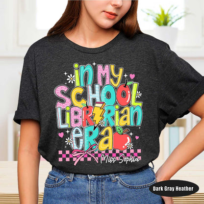 Librarian Shirt, In My School Librarian Era, Custom Librarian Name Shirt, Retro Teacher Era Shirt, Back To School, Teacher Appreciation Gift