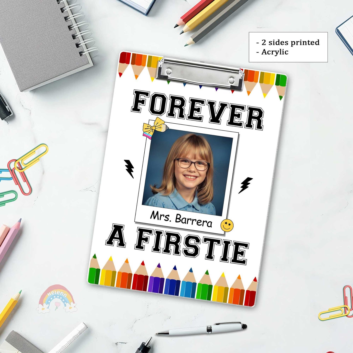 Custom Teacher Clipboard With Name Forever A Firstie, Personalized Teacher Gift, Back To School, Christmas Gift, Teacher Appreciation Gifts