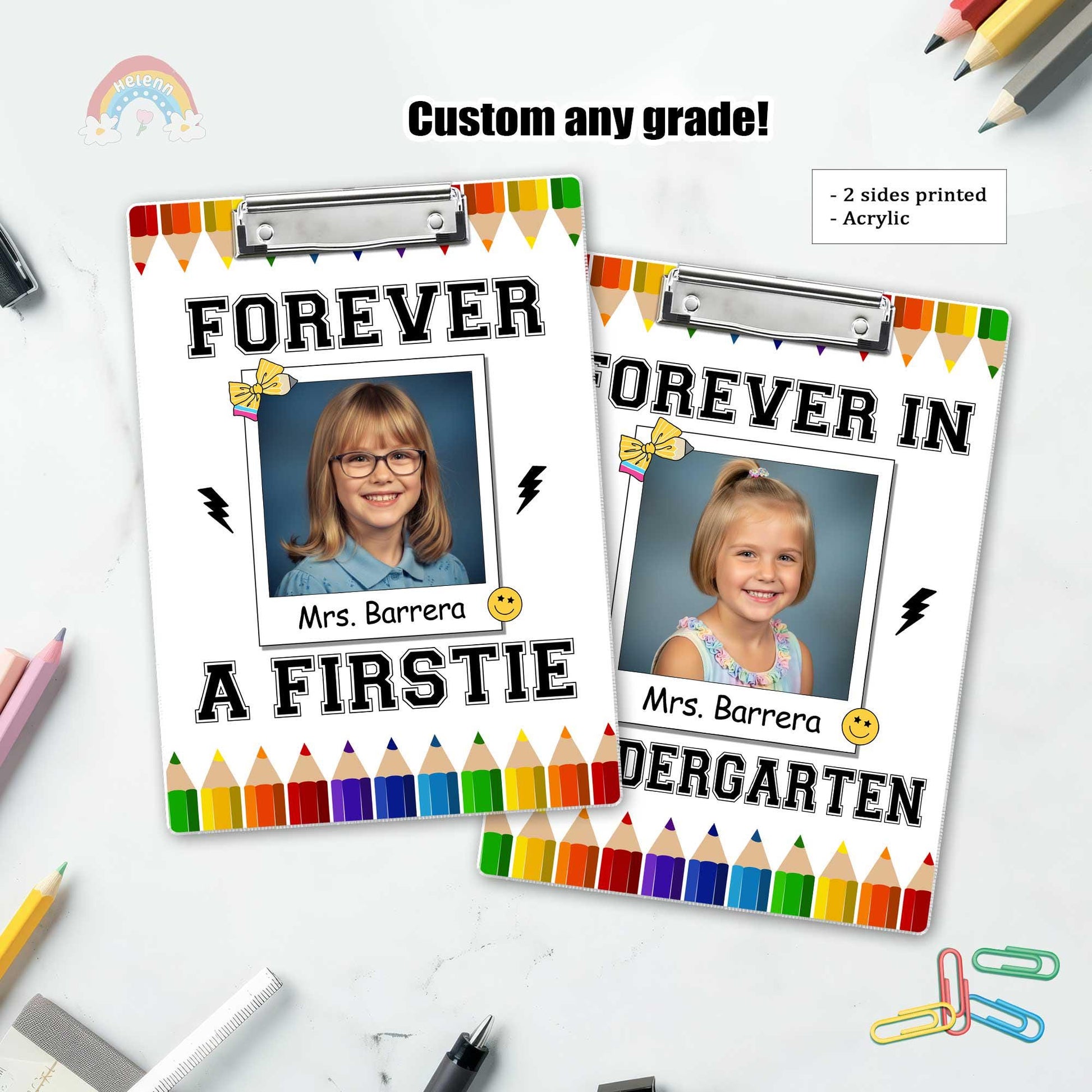 Custom Teacher Clipboard With Name Forever A Firstie, Personalized Teacher Gift, Back To School, Christmas Gift, Teacher Appreciation Gifts