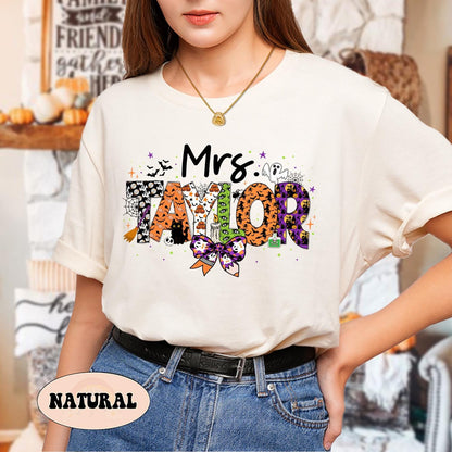 Personalized Teacher Halloween Shirt, Trick Or Teach Teacher Shirt, Spooky Teacher Shirt, Funny Teacher Tshirt Gift, Halloween Teacher Gift