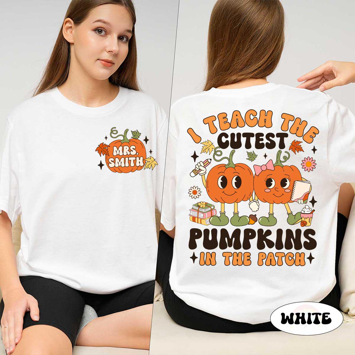 Custom Teacher Fall Shirt Pumpkin In The Patch Teacher, Retro Fall Teacher Sweatshirt Pumpkin Thanksgiving Spooky Teacher, Teacher Gifts