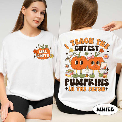 Custom Teacher Fall Shirt Pumpkin In The Patch Teacher, Retro Fall Teacher Sweatshirt Pumpkin Thanksgiving Spooky Teacher, Teacher Gifts