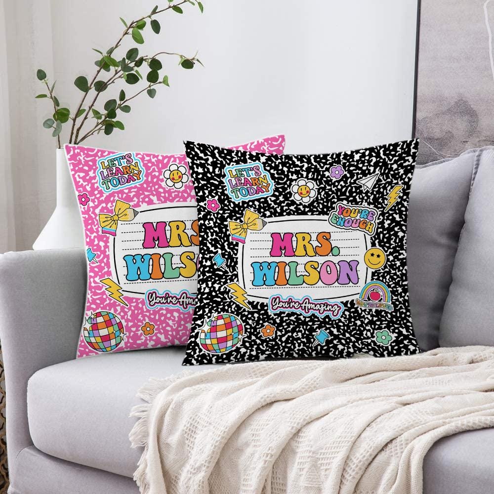 Personalized Teacher Pillow Composition Book, Teacher Gift, Teacher Pillow Case With Name, Teacher Appreciation Gift, Teacher Christmas Gift