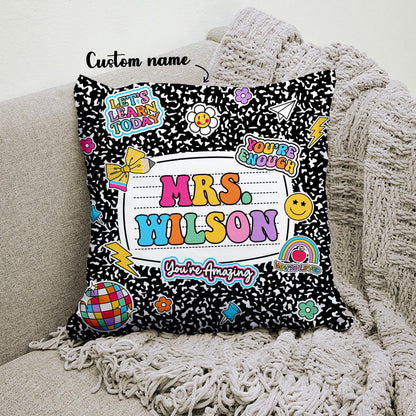 Personalized Teacher Pillow Composition Book, Teacher Gift, Teacher Pillow Case With Name, Teacher Appreciation Gift, Teacher Christmas Gift