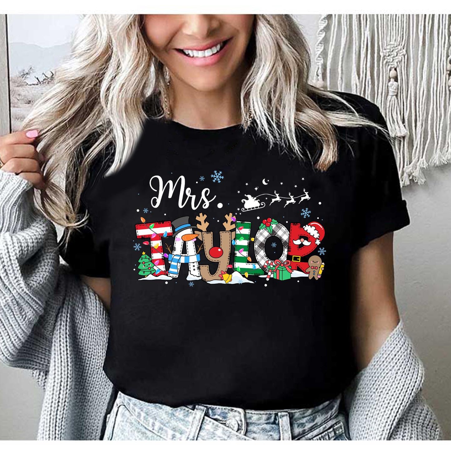 Personalized Teacher Christmas Shirt, Christmas Teacher Sweatshirt, Custom Teacher Gift, Merry Christmas Teacher, Teacher Christmas Gifts