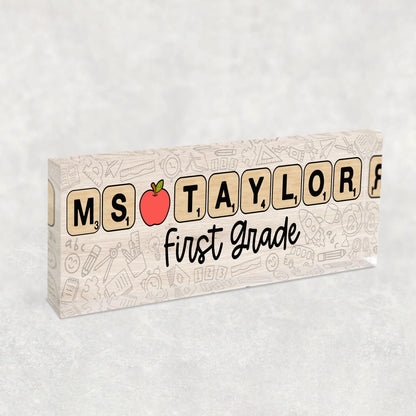 Custom Teacher Acrylic Name Plate Teacher Sign, Teacher Name Acrylic Desk Plaque, Teacher Appreciation Gift, Teacher Gift, Back To School