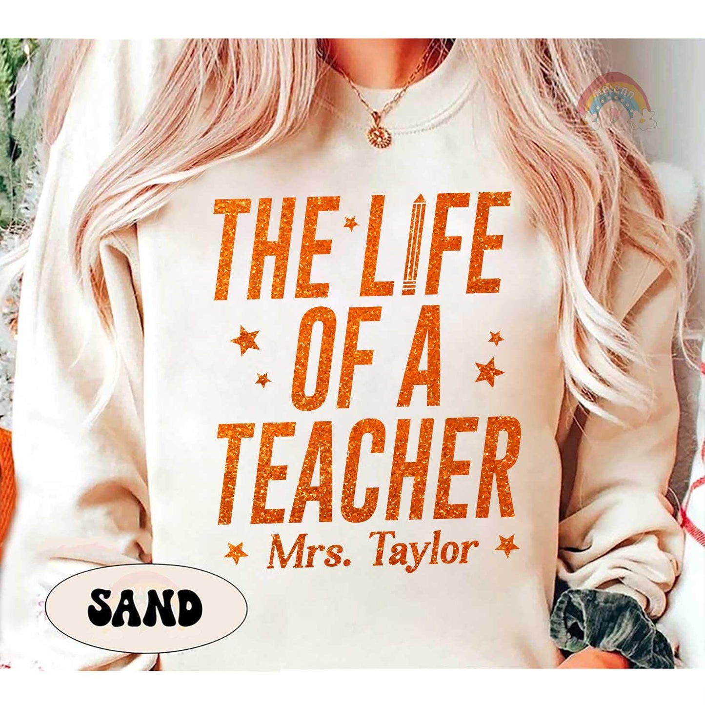 Custom The Life of A Teacher Shirt, Funny Teacher Shirt, Showgirl Era Shirt, Teacher Life, Back To School, Trendy Teacher Crewneck T-Shirt