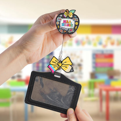 Custom Teacher Badge Reel, ID Holder Apple Badge Reel, Custom Composition Book, Retractable Badge Reel, Thank You Teacher, Christmas Gift